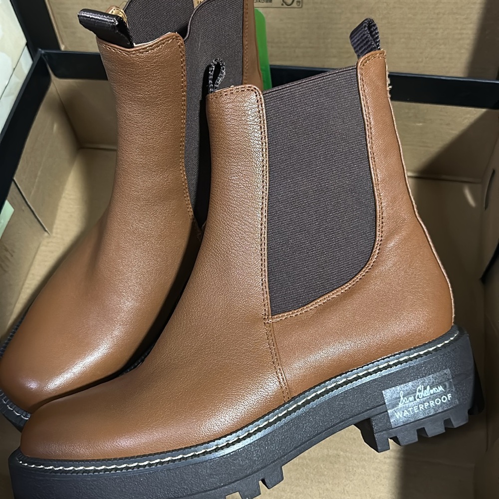 Sam Edelman Brown Ankle Boots with Elastic Panels